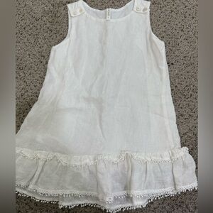 Kids White Sleeveless Dress with Ruffle Hem